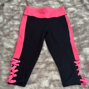 Material Girl Bike Shorts Pink and Black Sporty Fit